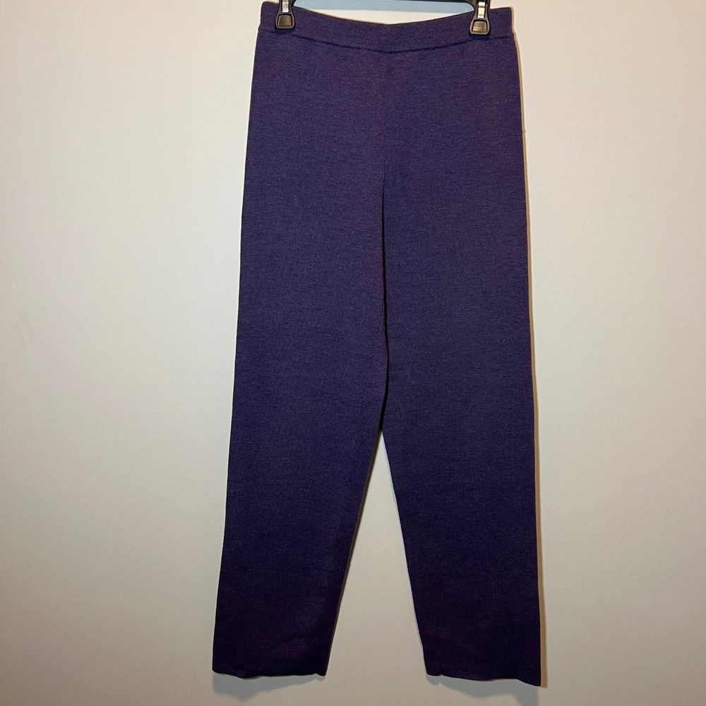 Eileen Fisher Purple 100% Merino Wool Knit Straight Leg Pants Small